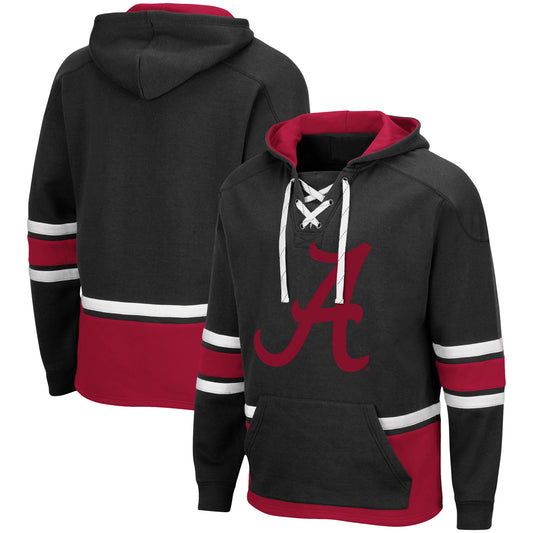 Men's Colosseum Black Alabama Crimson Tide Lace Up 3.0 Pullover Hoodie