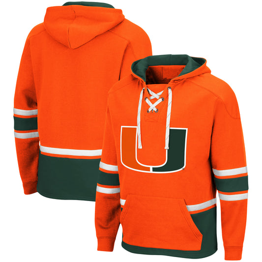 Men's Colosseum Orange Miami Hurricanes Lace Up 3.0 Pullover Hoodie