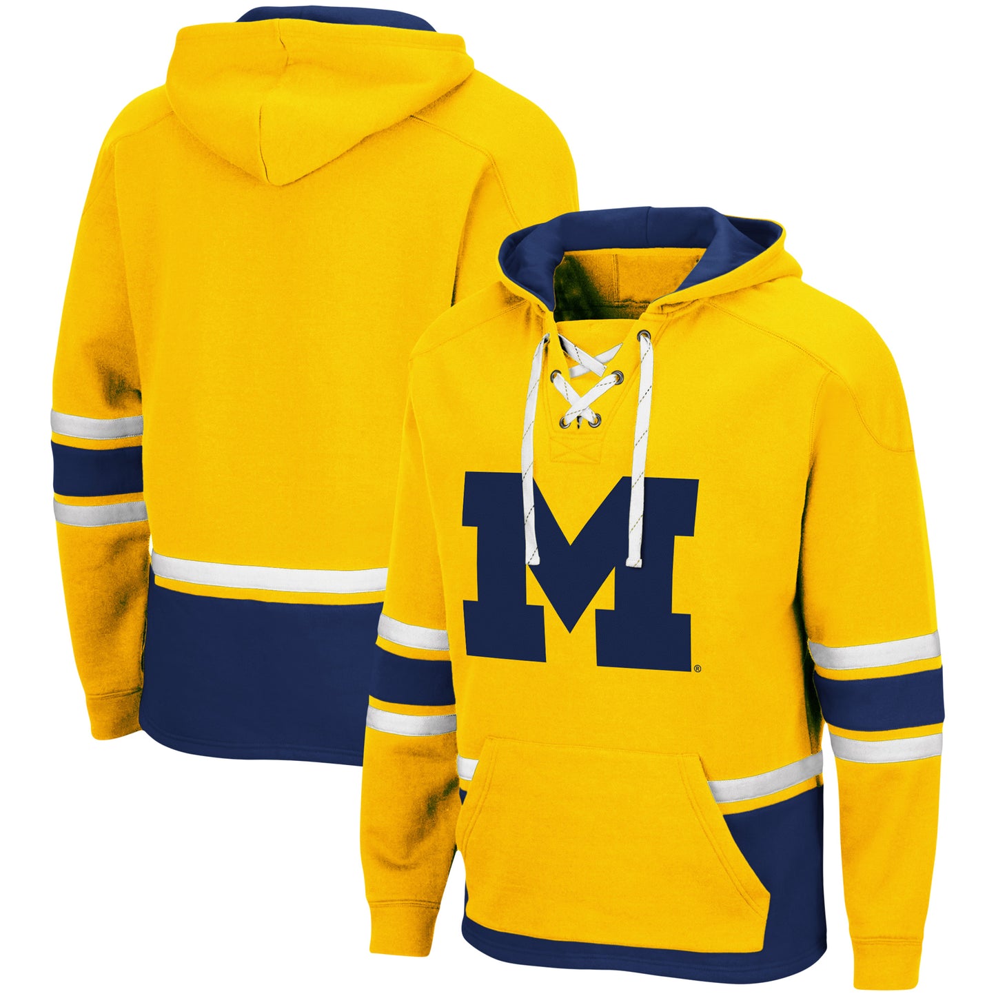 Men's Colosseum Maize Michigan Wolverines Lace Up 3.0 Pullover Hoodie