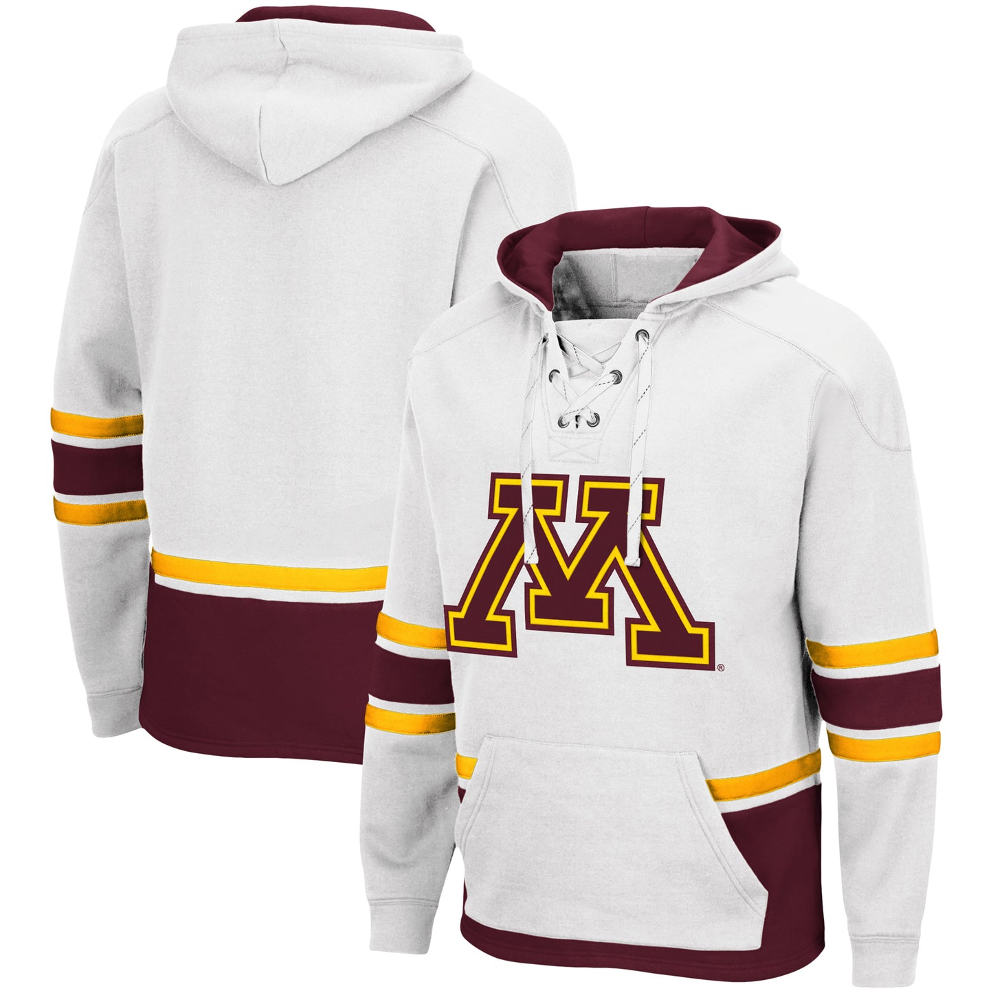 Men's Colosseum White Minnesota Golden Gophers Lace Up 3.0 Pullover Hoodie