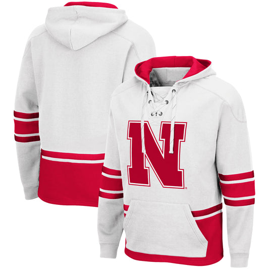 Men's Colosseum White Nebraska Huskers Lace Up 3.0 Pullover Hoodie