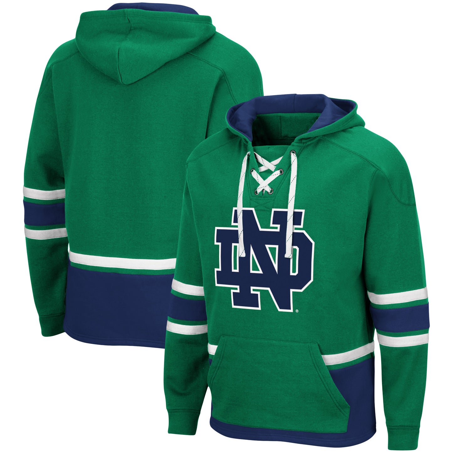 Men's Colosseum Green Notre Dame Fighting Irish Lace Up 3.0 Pullover Hoodie