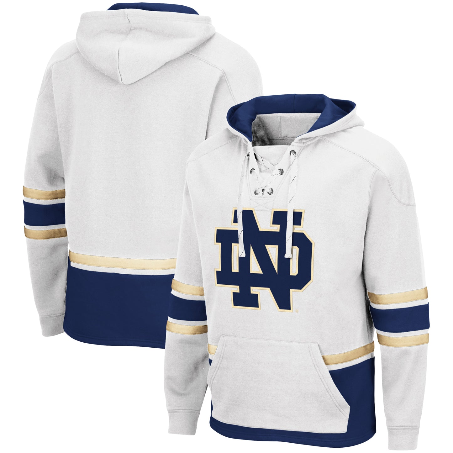 Men's Colosseum White Notre Dame Fighting Irish Lace Up 3.0 Pullover Hoodie