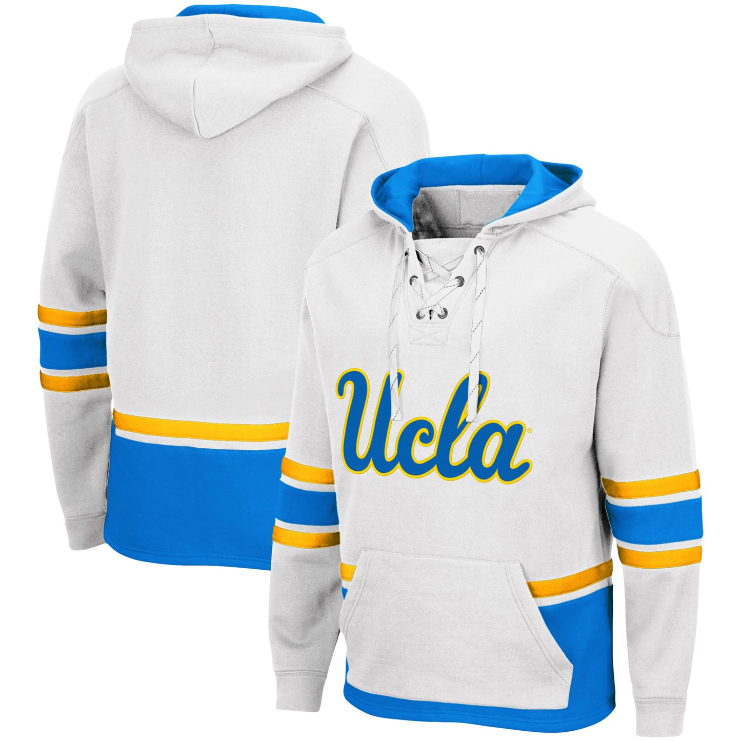 Men's Colosseum White UCLA Bruins Lace Up 3.0 Pullover Hoodie