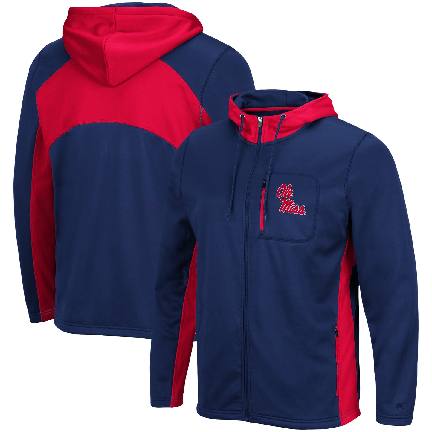 Men's Colosseum Navy Ole Miss Rebels Luge 2.0 Full-Zip Hoodie