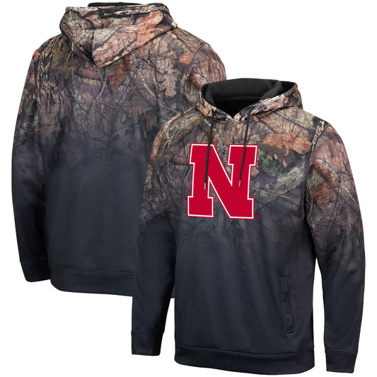 Men's Colosseum Black Nebraska Huskers Mossy Oak Pullover Hoodie