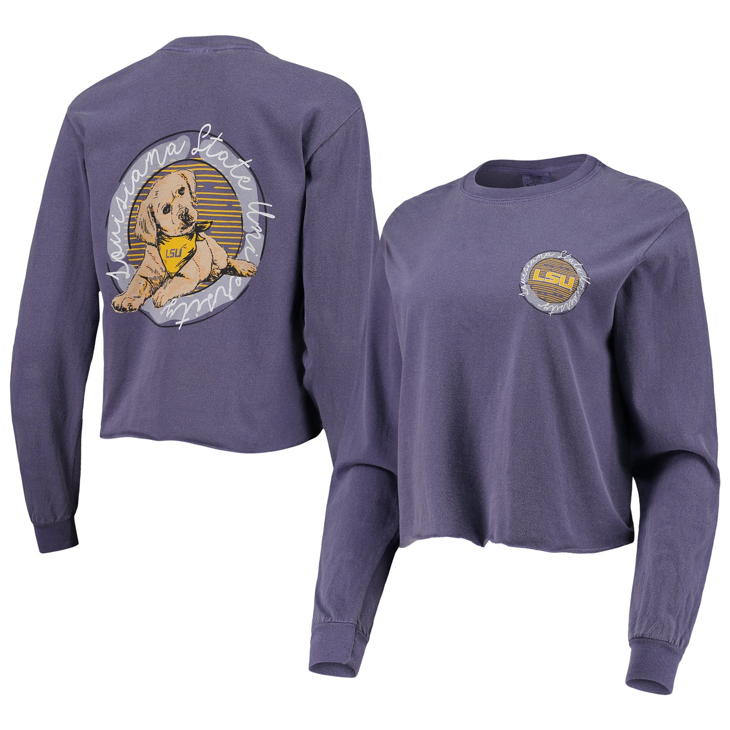 Women's Purple LSU Tigers Best Friend Crop Long Sleeve T-Shirt