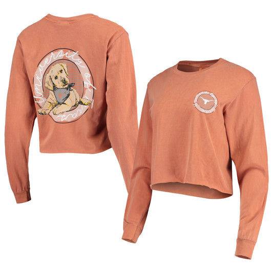 Women's Texas Orange Texas Longhorns Best Friend Crop Long Sleeve T-Shirt