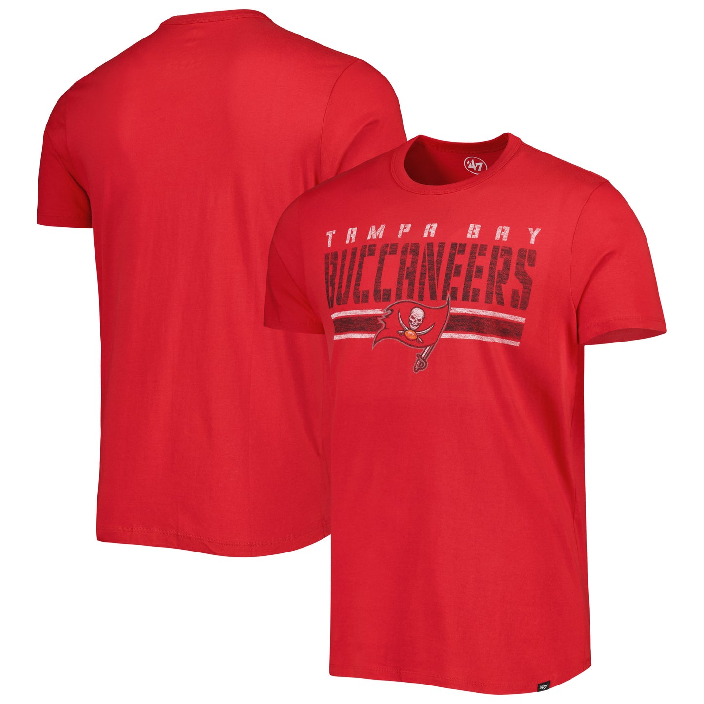 Men's '47 Red Tampa Bay Buccaneers Team Stripe T-Shirt