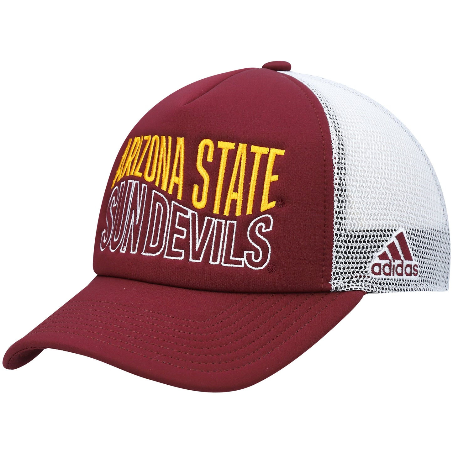 Men's adidas Maroon/White Arizona State Sun Devils Wave Foam Trucker Snapback Hat