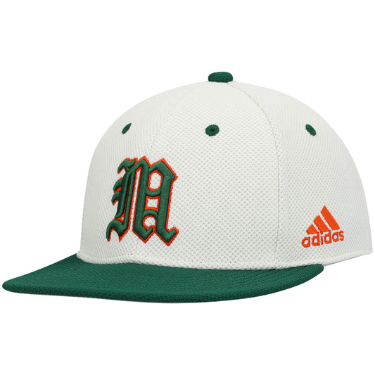 Men's adidas Cream Miami Hurricanes On-Field Baseball Fitted Hat