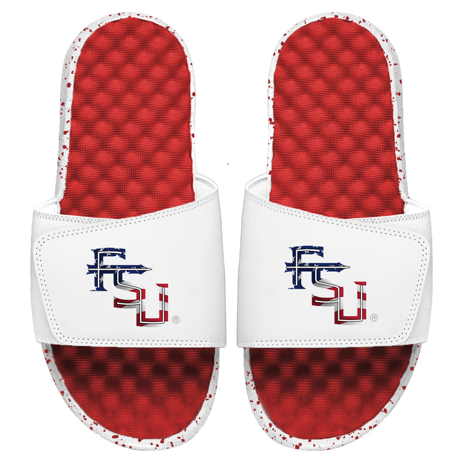 Men's ISlide Red/White Florida State Seminoles Americana Slide Sandals