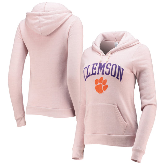 Women's Alternative Apparel Pink Clemson Tigers Pullover Hoodie