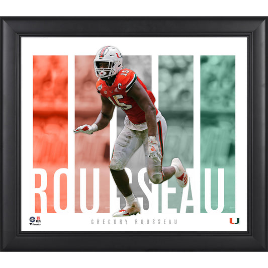 Greg Rousseau Miami Hurricanes Framed 15" x 17" Player Panel Collage
