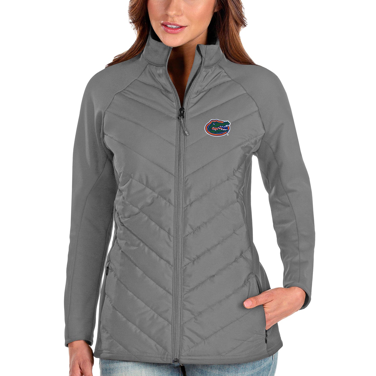 Women's Antigua Charcoal Florida Gators Altitude Puffer Full-Zip Jacket