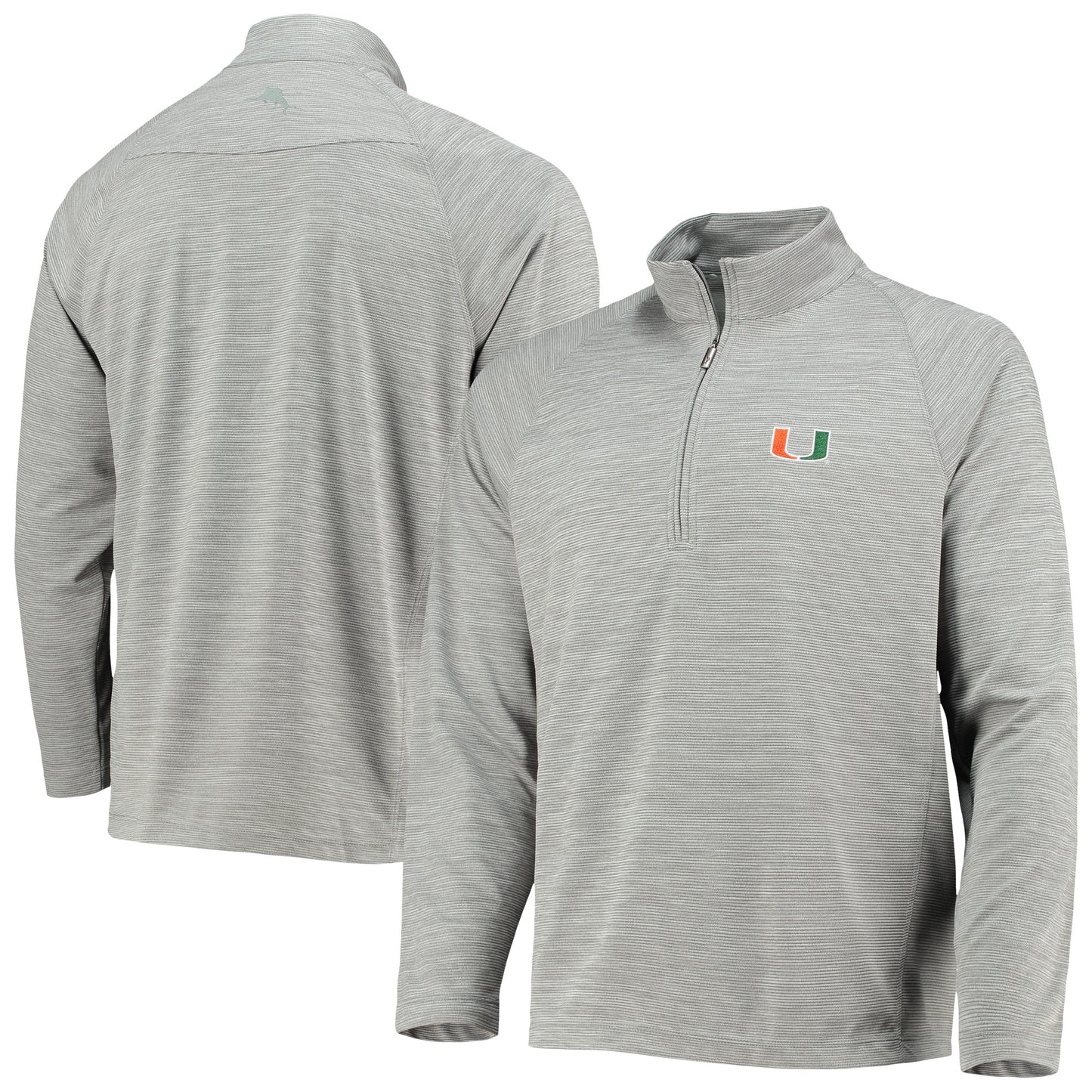 Men's Tommy Bahama Charcoal Miami Hurricanes Play Action Raglan Half-Zip Jacket