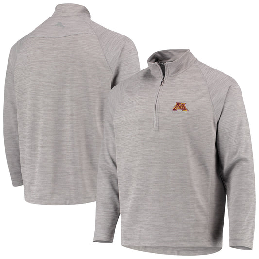 Men's Tommy Bahama Charcoal Minnesota Golden Gophers Play Action Raglan Half-Zip Jacket