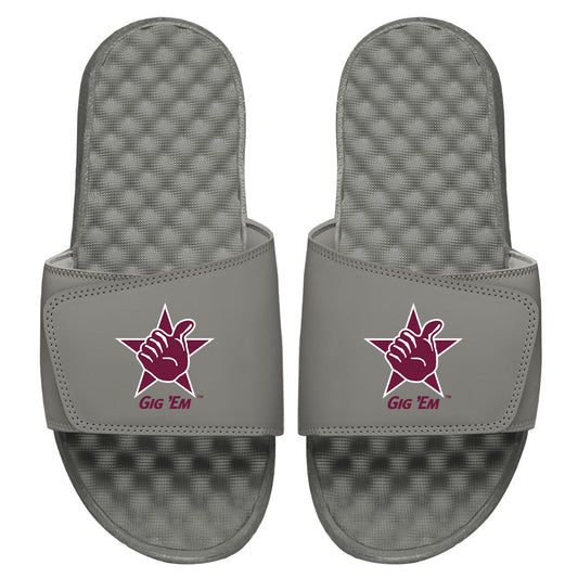 Men's ISlide Gray Texas A&M Aggies Gig 'Em Logo Slide Sandals