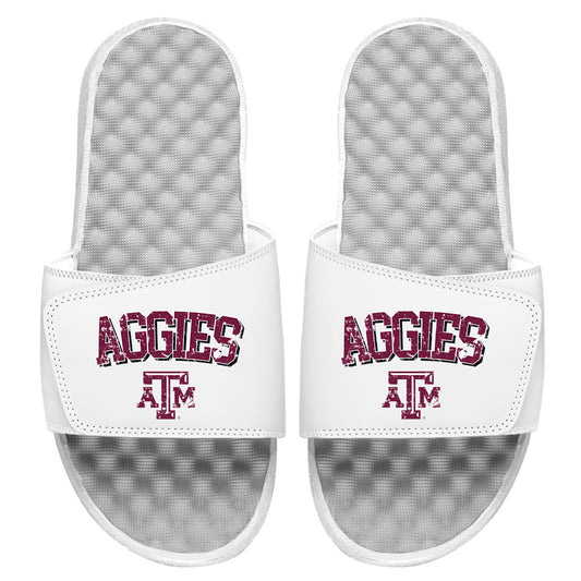 Youth ISlide White Texas A&M Aggies Distressed Logo Slide Sandals