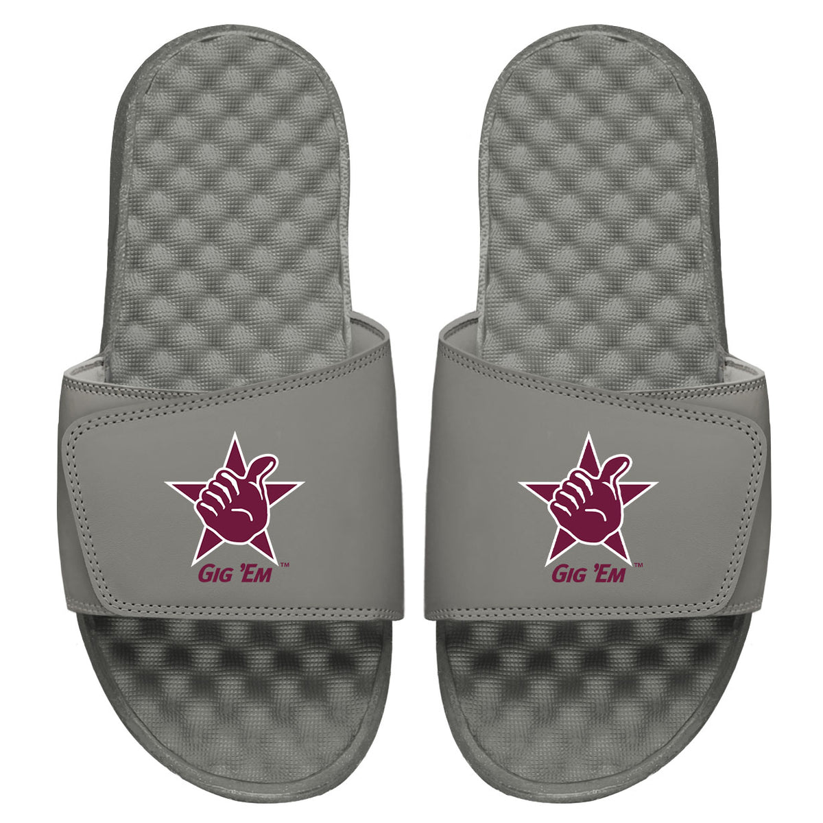 Youth ISlide Gray Texas A&M Aggies Gig 'Em Logo Slide Sandals