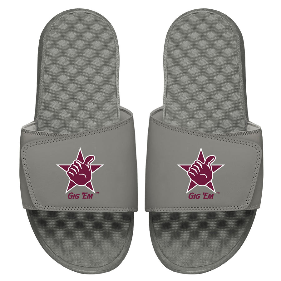 Youth ISlide Gray Texas A&M Aggies Gig 'Em Logo Slide Sandals