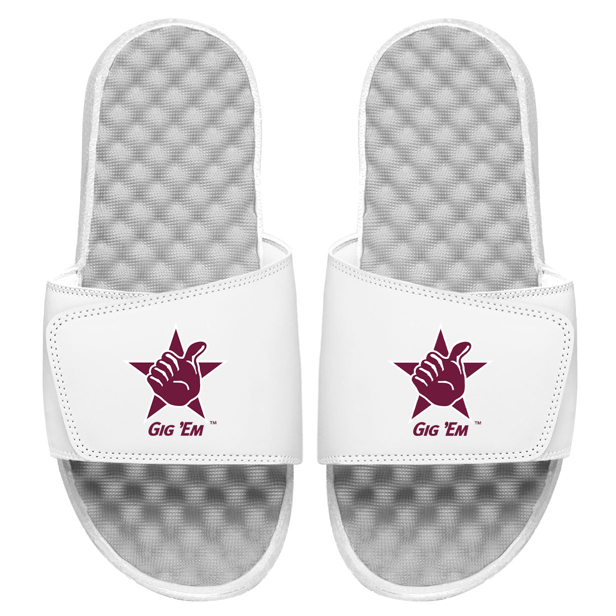 Youth ISlide White Texas A&M Aggies Gig 'Em Logo Slide Sandals