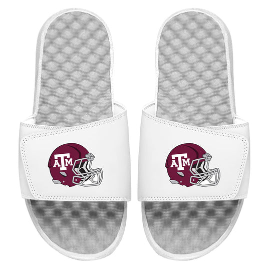 Youth ISlide White Texas A&M Aggies Helmet Logo Slide Sandals