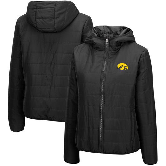 Women's Colosseum Black Iowa Hawkeyes Arianna Full-Zip Puffer Jacket