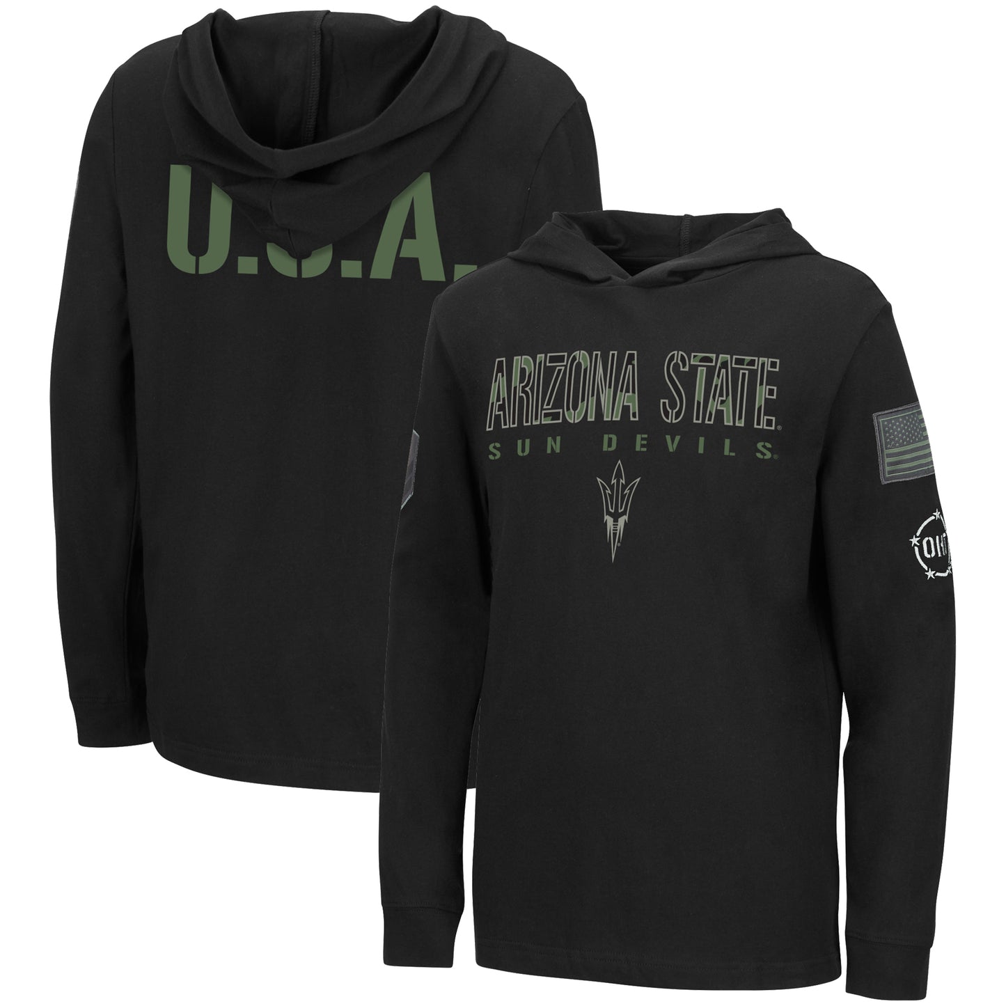 Youth Colosseum Black Arizona State Sun Devils OHT Military Appreciation Tango Long Sleeve Hoodie T-Shirt