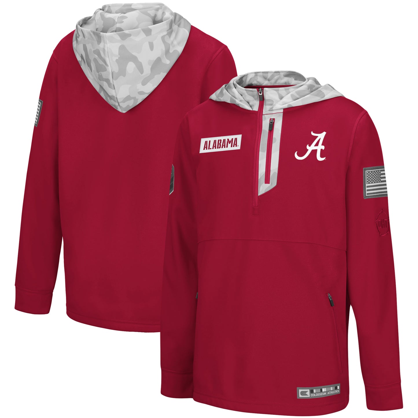 Youth Colosseum Crimson/Arctic Camo Alabama Crimson Tide OHT Military Appreciation Shellback Quarter-Zip Hoodie