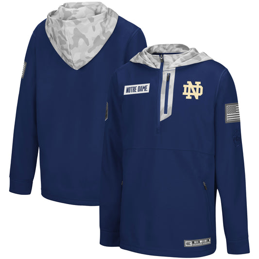 Youth Colosseum Navy/Arctic Camo Notre Dame Fighting Irish OHT Military Appreciation Shellback Quarter-Zip Hoodie