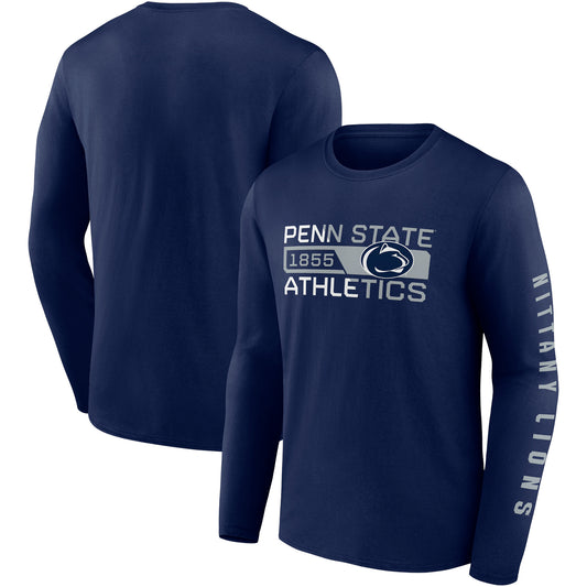 Men's Fanatics Navy Penn State Nittany Lions Broad Jump 2-Hit Long Sleeve T-Shirt