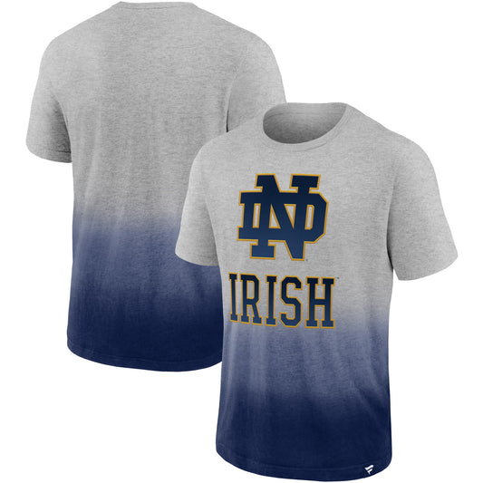 Men's Fanatics Heathered Gray/Navy Notre Dame Fighting Irish Team Ombre T-Shirt