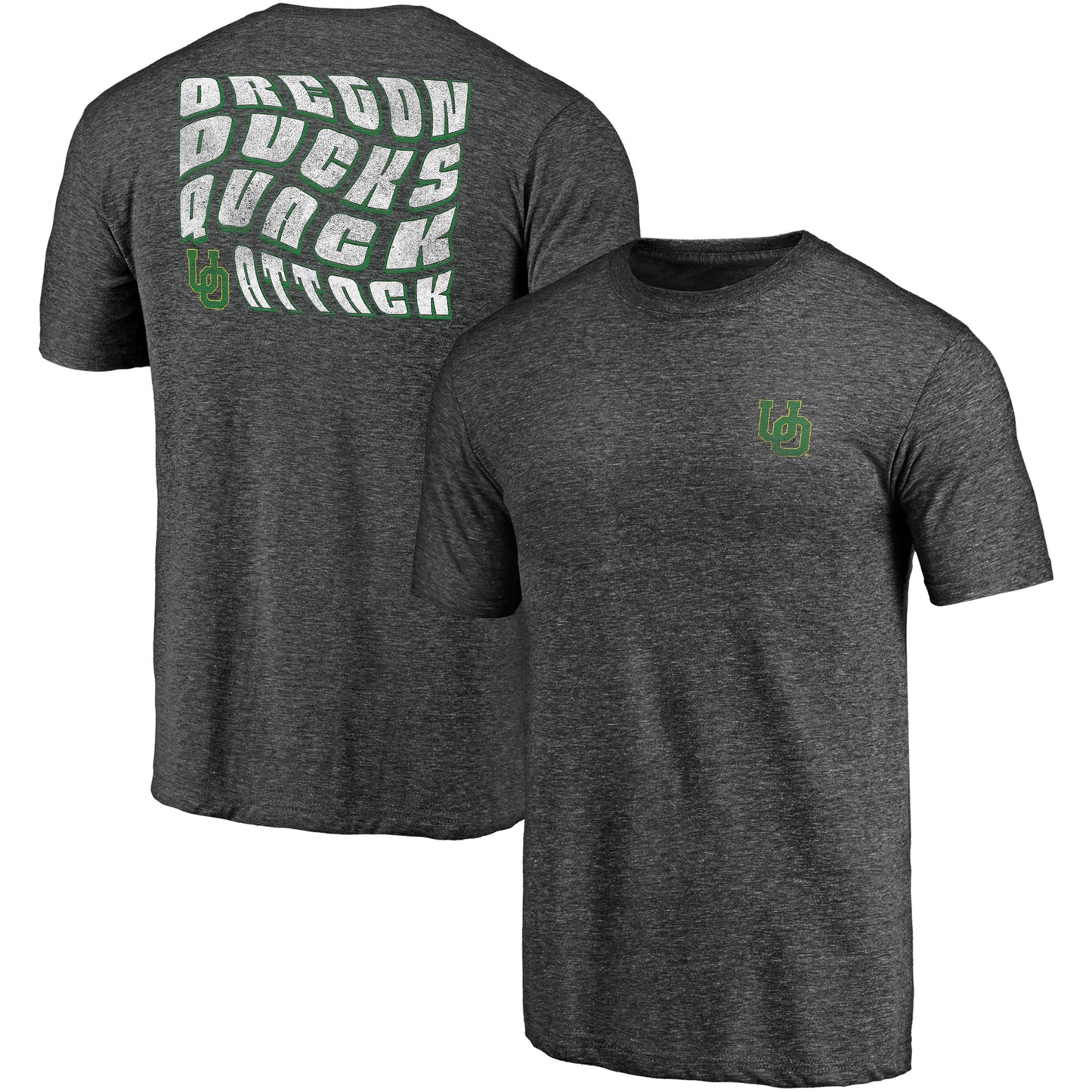 Men's Fanatics Heathered Charcoal Oregon Ducks Wavy Tri-Blend T-Shirt