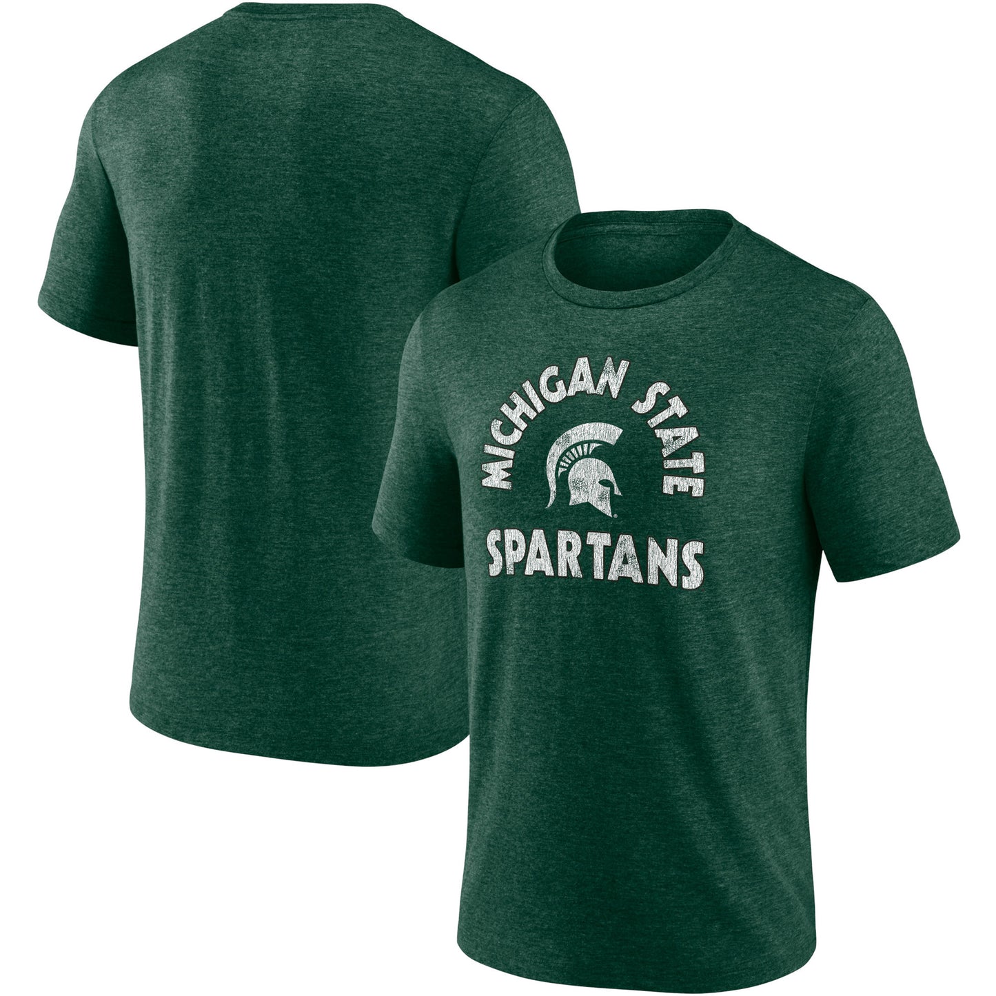 Men’s Heather Green Michigan State Spartans Retro Arc Tri-Blend T-Shirt