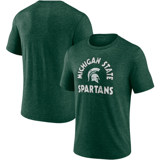 Men’s Heather Green Michigan State Spartans Retro Arc Tri-Blend T-Shirt