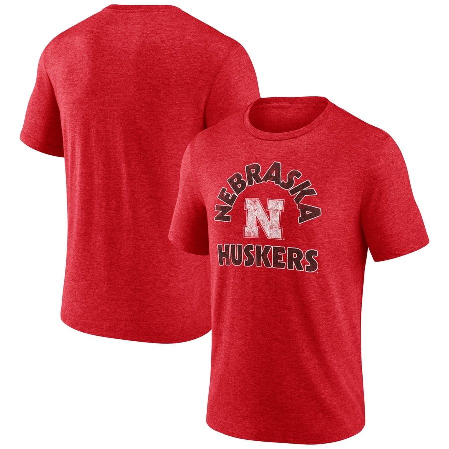 Men’s Scarlet Nebraska Huskers Retro Arc Tri-Blend T-Shirt