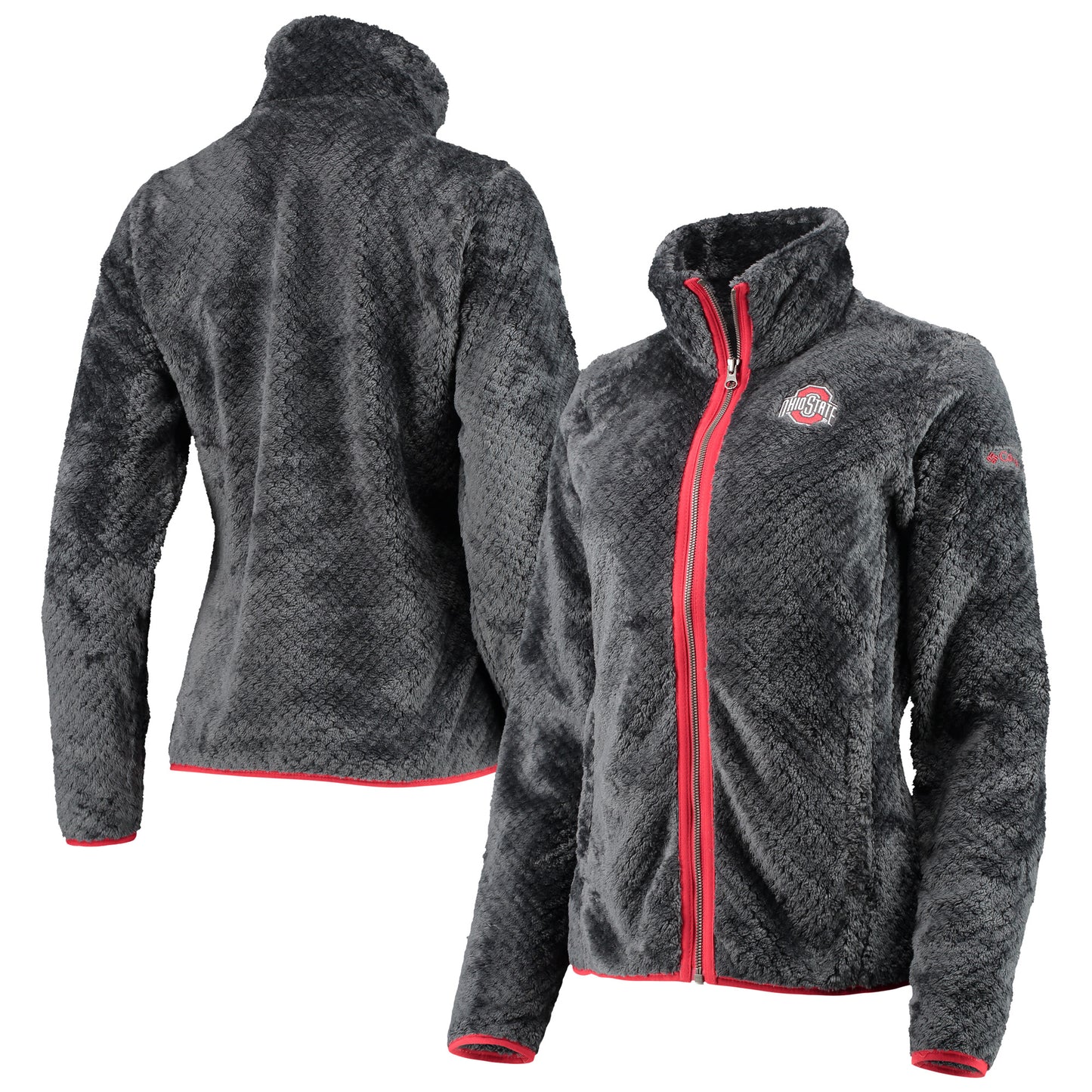 Women's Columbia Charcoal Ohio State Buckeyes Fireside II Sherpa Full-Zip Jacket