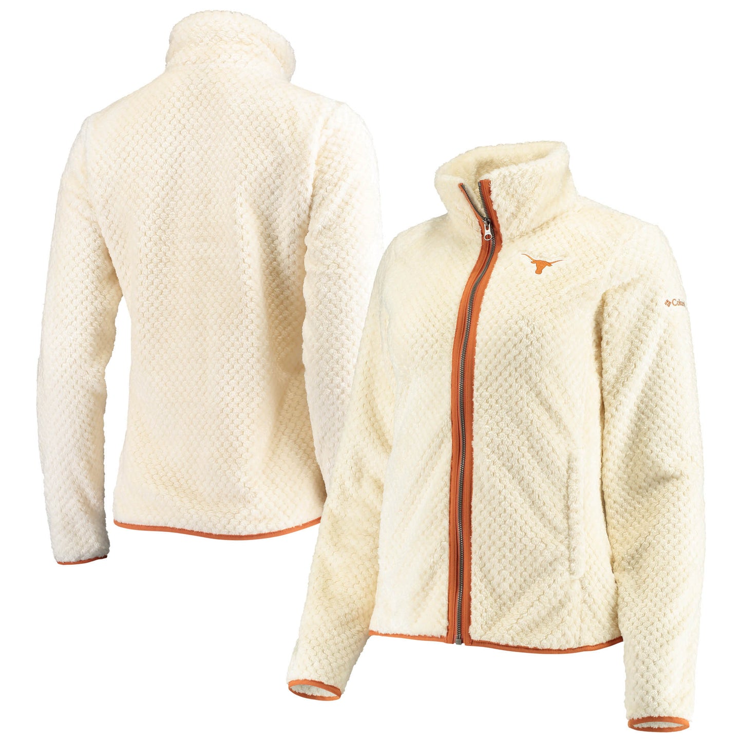 Women's Columbia Cream Texas Longhorns Fireside II Sherpa Full-Zip Jacket