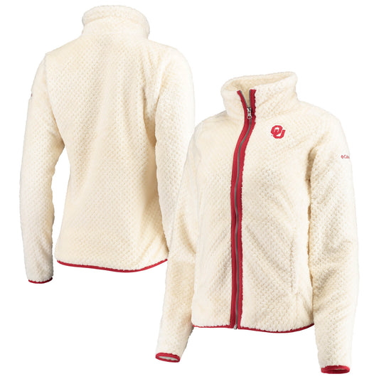 Women's Columbia Cream Oklahoma Sooners Fireside II Sherpa Full-Zip Jacket