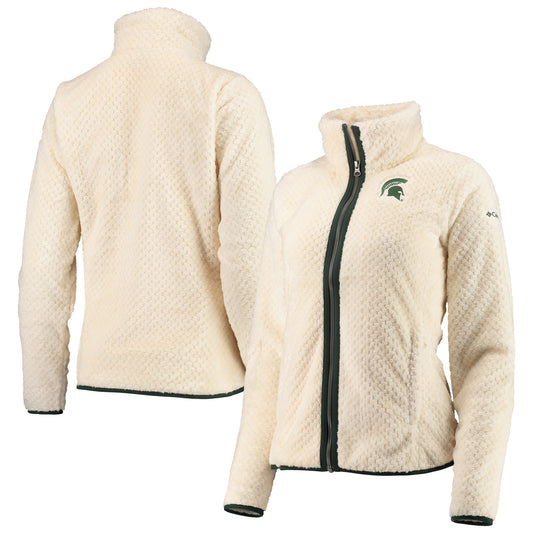 Women's Columbia Cream Michigan State Spartans Fireside II Sherpa Full-Zip Jacket