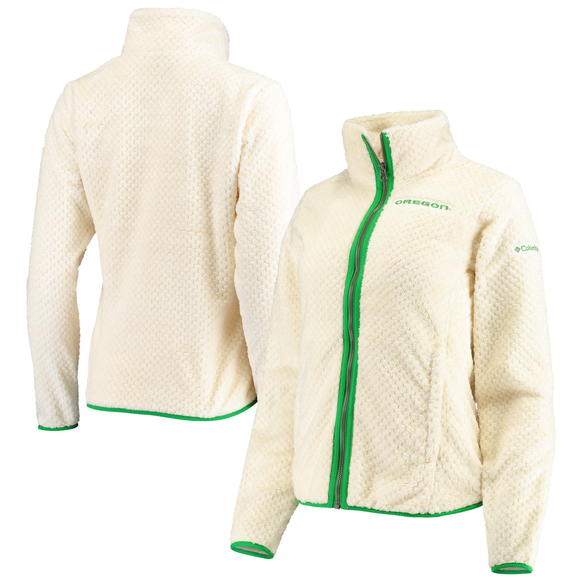 Women's Columbia Cream Oregon Ducks Fireside II Sherpa Full-Zip Jacket