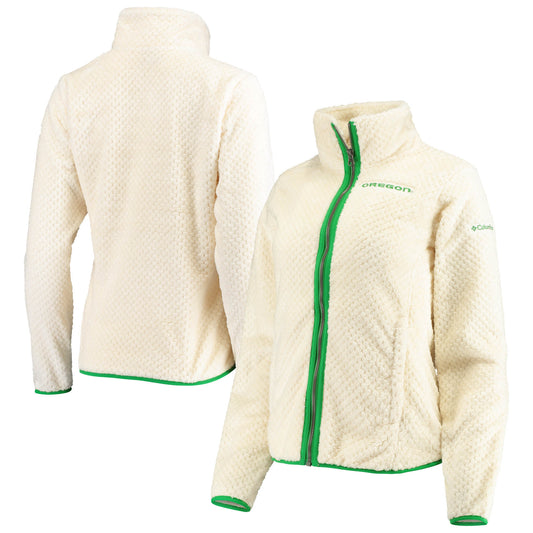 Women's Columbia Cream Oregon Ducks Fireside II Sherpa Full-Zip Jacket