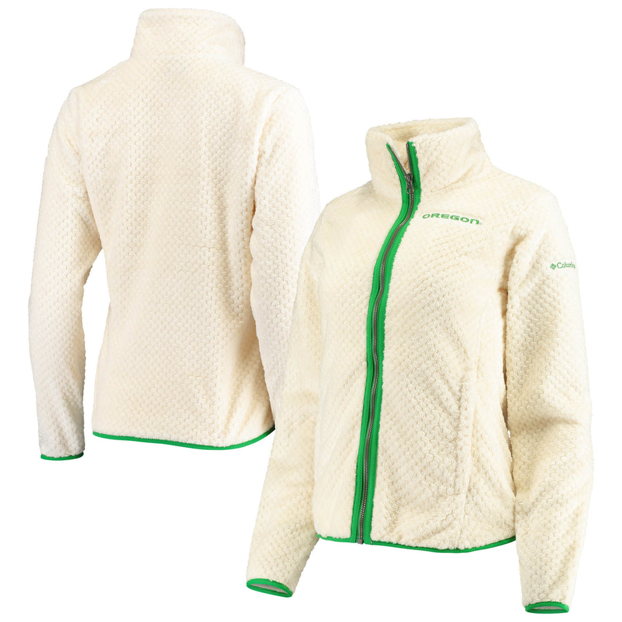 Women's Columbia Cream Oregon Ducks Fireside II Sherpa Full-Zip Jacket