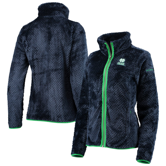 Women's Columbia Navy Notre Dame Fighting Irish Fireside II Sherpa Full-Zip Jacket