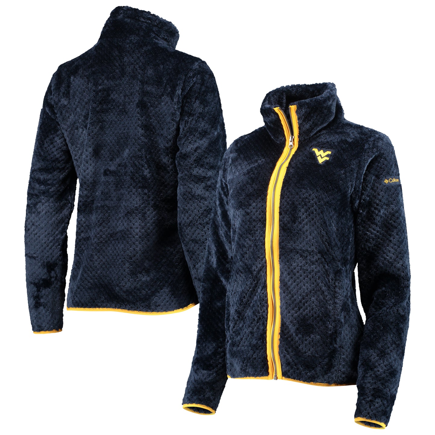 Women's Columbia Navy West Virginia Mountaineers Fireside II Sherpa Full-Zip Jacket