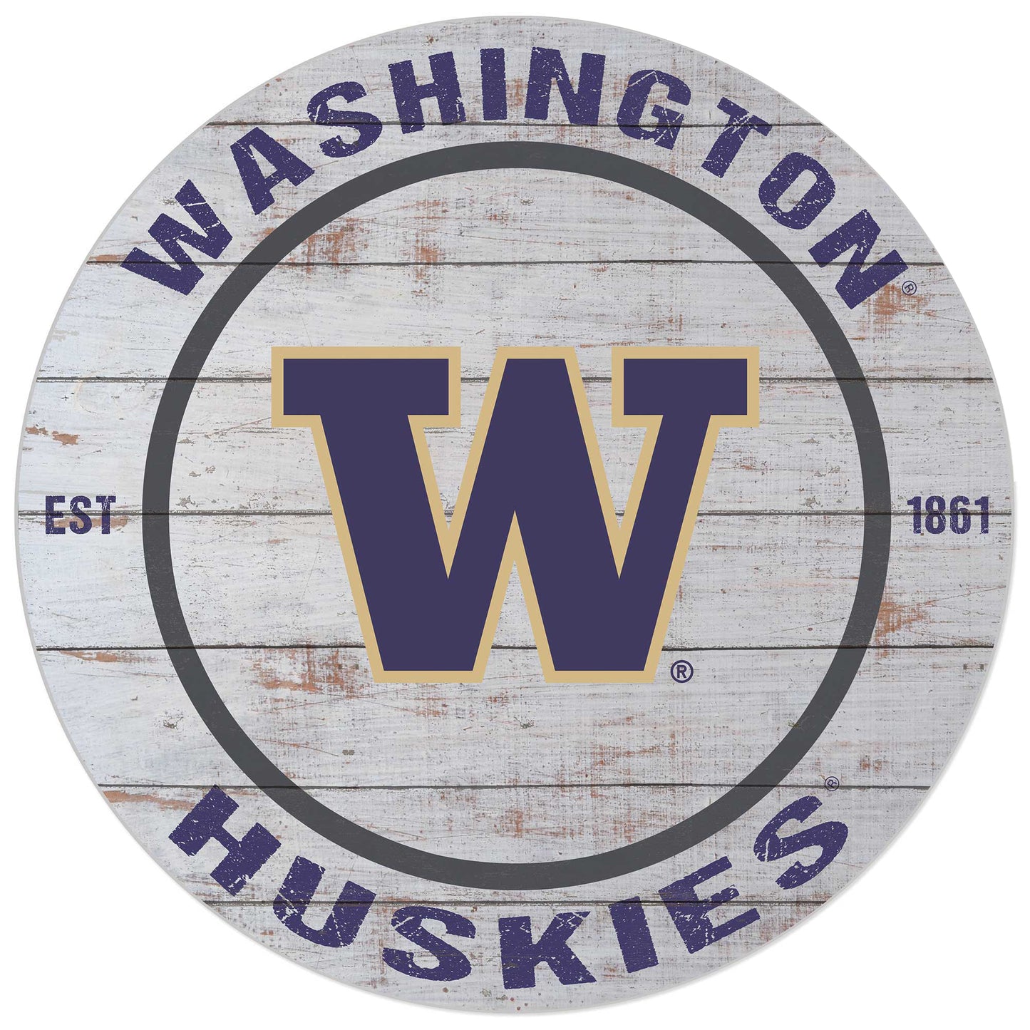 Washington Huskies 20'' x 20'' Indoor/Outdoor Weathered Circle Sign