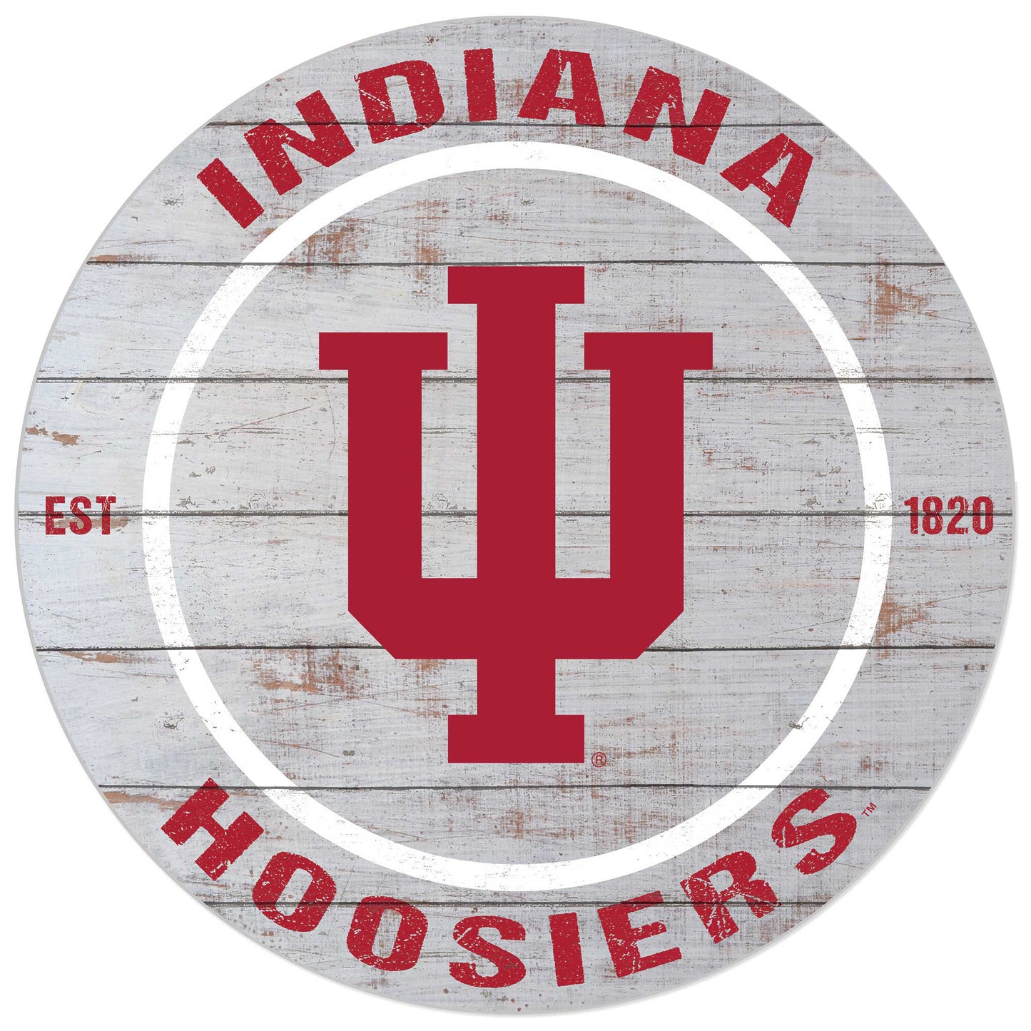 Indiana Hoosiers 20'' x 20'' Indoor/Outdoor Weathered Circle Sign