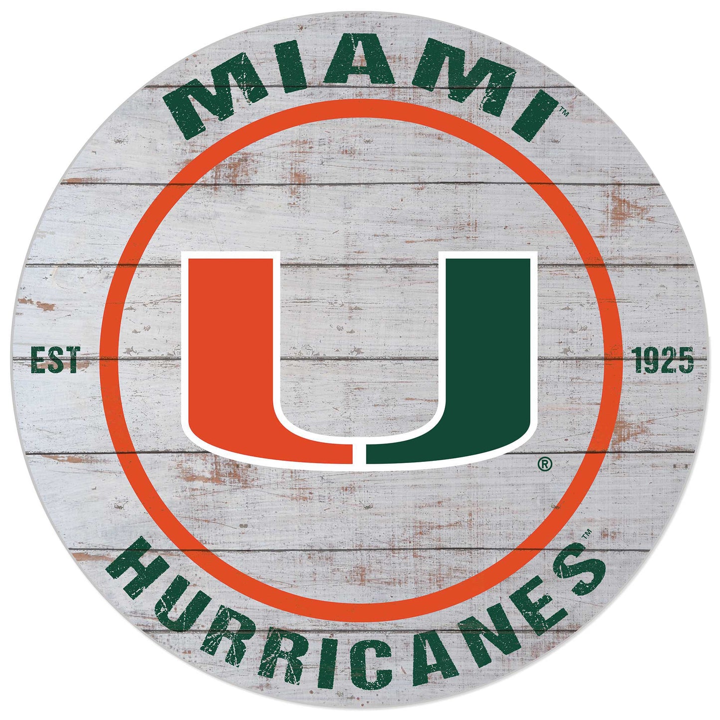 Miami Hurricanes 20'' x 20'' Indoor/Outdoor Weathered Circle Sign
