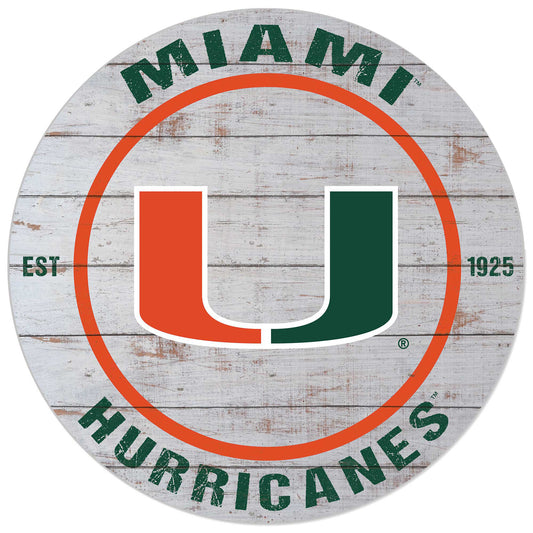 Miami Hurricanes 20'' x 20'' Indoor/Outdoor Weathered Circle Sign